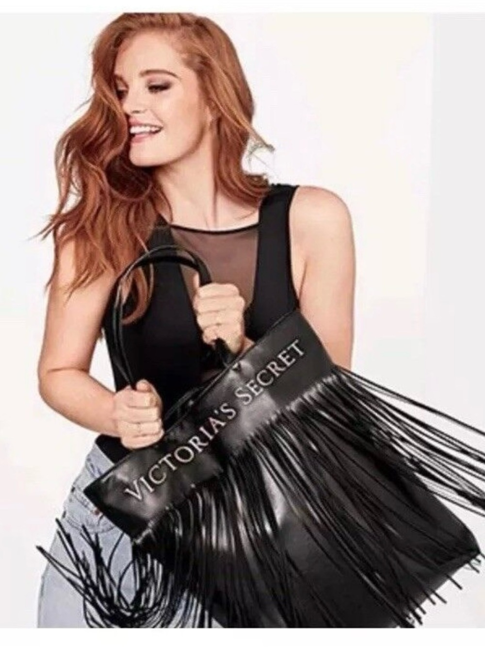 Victoria's Secret Black Tote with Fringe